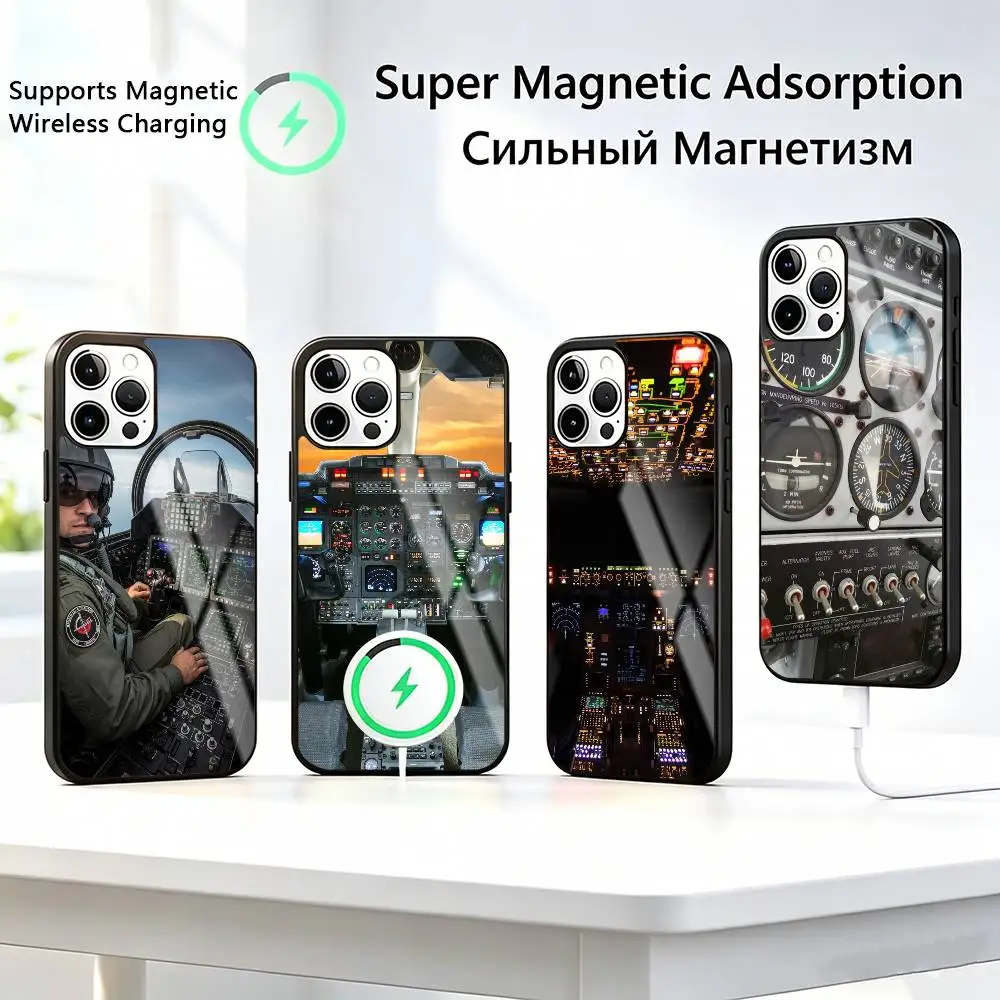 Aeroplane Pilot C-Cockpits  Phone Case For iPhone17,16,15,14,13,12,11 Plus,Pro Compatible with magnetic wireless charging