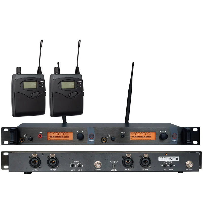 

Professional PSM2050 1 Transmitter 2 BodyPack Receivers Wireless in Ear Monitor System for Stage DJ Karaoke Performance