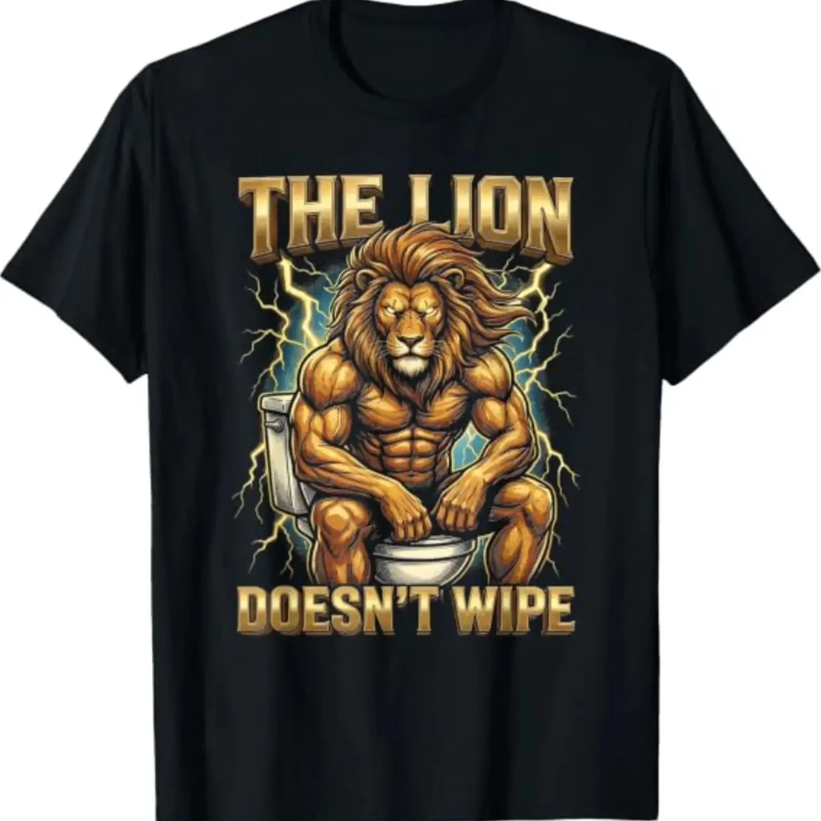 The Lion Doesn't Wipe T Shirt vintage Washed Top For Everyday Wear Breathable homme streetwear Stylish designer clothes Unisex