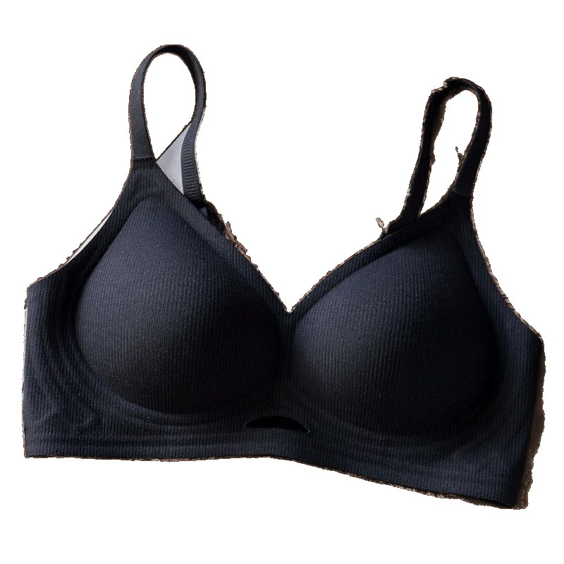 KUCLUT Seamless Bra Young Women Breathable Gathered Small Chest Support Anti-Sagging Sexy Letter Design Cotton Underwear