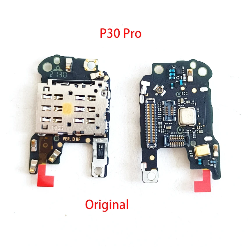 Original For Huawei P30 Pro SIM/SD Card Reader Tray Holder Board Replacement Parts With Mic Microphone Flex Cable