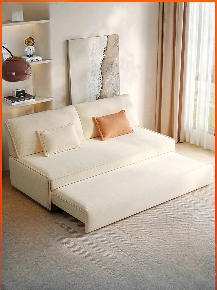 A Sitting and lying integrated sofa bed small apartment   foldable multi-functional storage technology flannel dual-purpose sofa