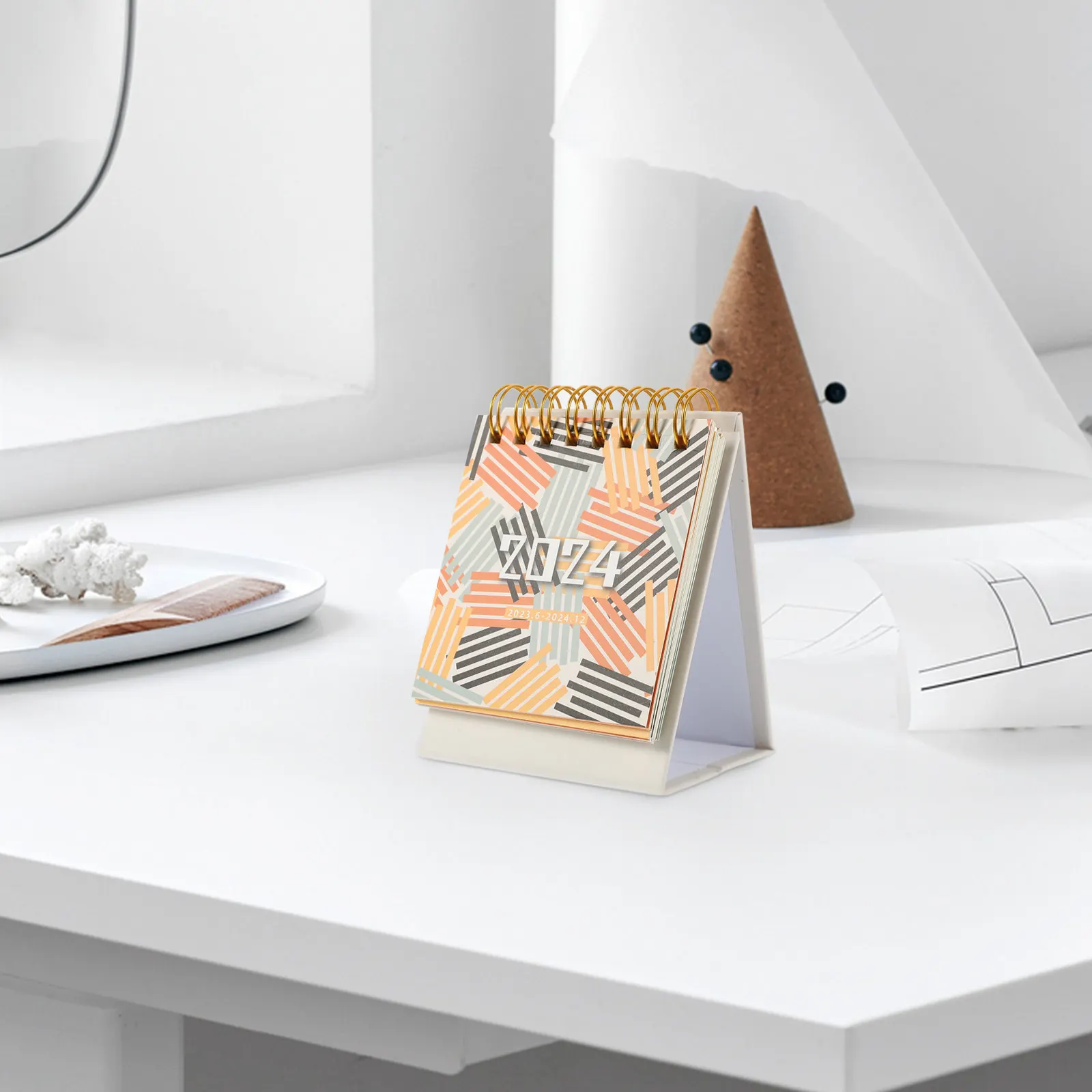 

2024 Full Year Standing Desk Calendar Small Desktop Calendar for Office Home Study Workspace English Language Daily Planner