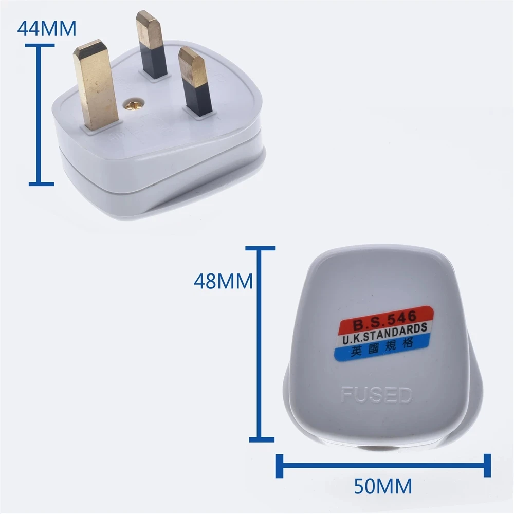 Spina del regno unito fuoriuscite di ricambio maschio a 3pin presa elettrica fusa ricaricabile connettore Euro per cavo di prolunga di alimentazione