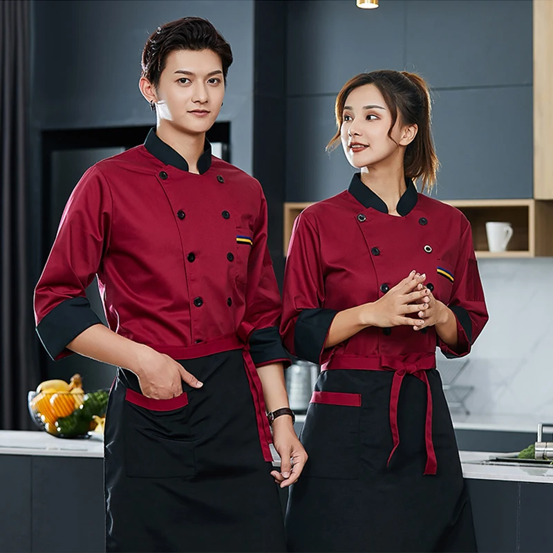 Western Restaurant Chef Jacket Summer Men's Hotel Cook Jacket Restaurant Work Clothes Coat Bakery Bake Cooking Shirt Work Tops