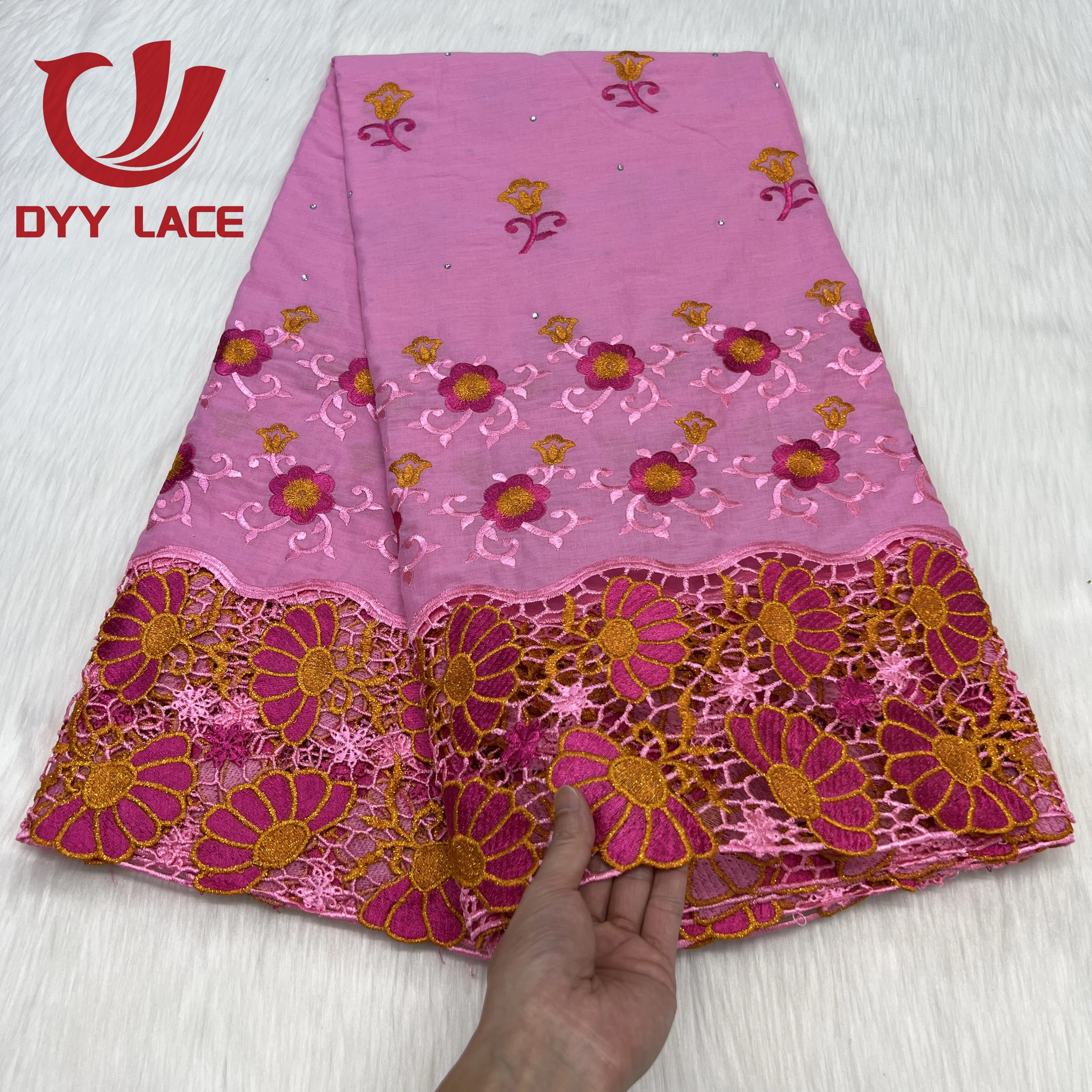 Latest Luxury High Quality Swiss Voile Lace African Cotton Lace Fabric With Hole Dubai Style For Nigerian Garment Sewing 5 Yards