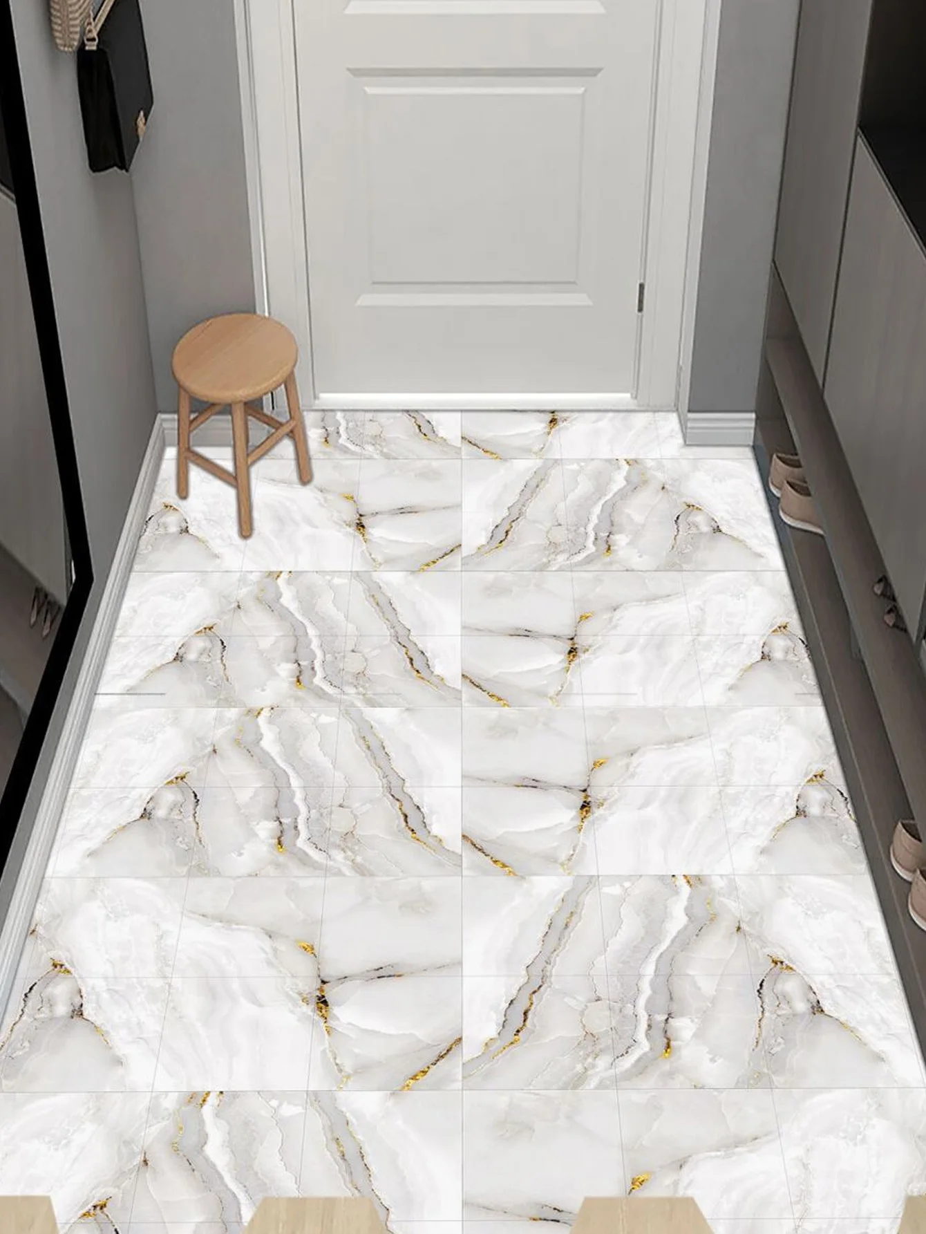 10 pcs/20 pcs of marble pattern waterproof floor stickers, ceramic tiles, self-adhesive floor tiles, peeling stickers, living ro