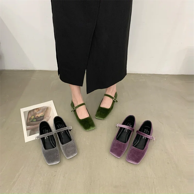 Bailamos 2023 Women Velvet Flats Round Toe Shallow Soft Ballerina Shoes Ladies Casual Dress Shoes Ballet Loafers Classics Mujer