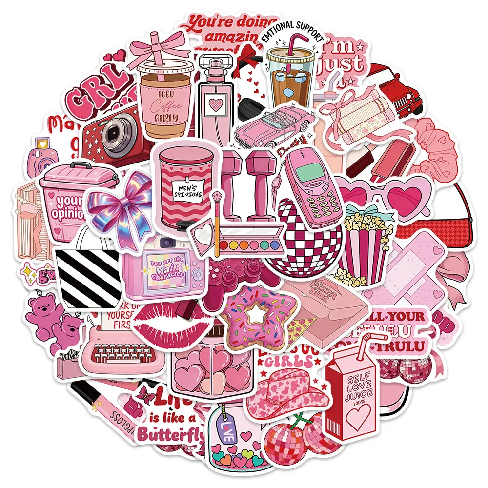 50PCS Cute Cartoon Ins Style Stickers Handwritten Materials Phone Cases Laptop Suitcases Water Cups Waterproof Stickers