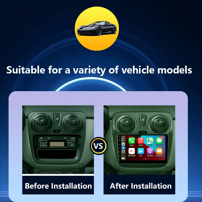 Car Radio Multimedia Video Player for Renault Dokker 2012 - 2020 GPS Navi Wireless CarPlay DSP Stereo Split Screen BT Android 15