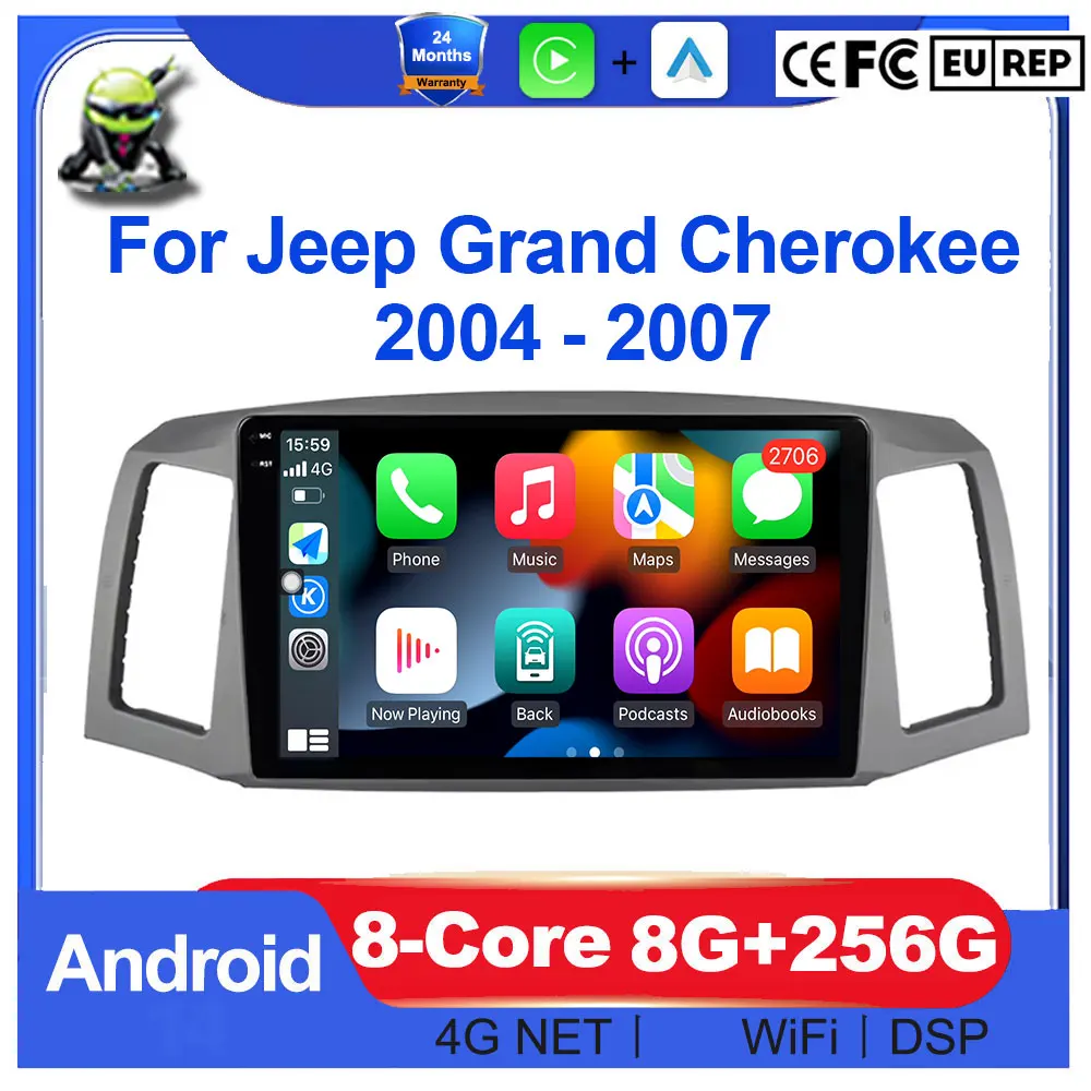 Android Auto Stereo Car Radio For Jeep Grand Cherokee 2004 - 2007 Car Multimedia GPS Navigation Wireless Carplay Tools Fan