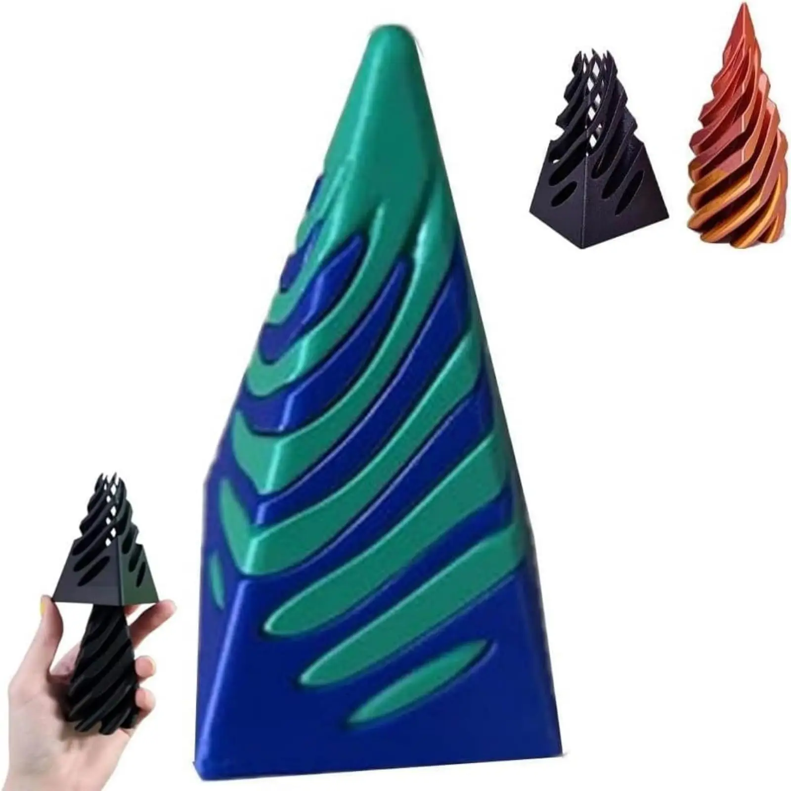 3D Printed Spiral Cone Toy Impossible Pyramid Passthrough Sculpture Mini Vortex Thread Illusion Pass Through Pyramid Fidget Toy