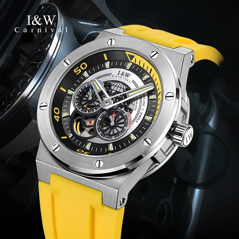 

Fashion Skeleton Automatic Watch Luxury Brand I&W New MIYOTA Watches for Men Sapphire Small Seconds Luminous Waterproof Relogio