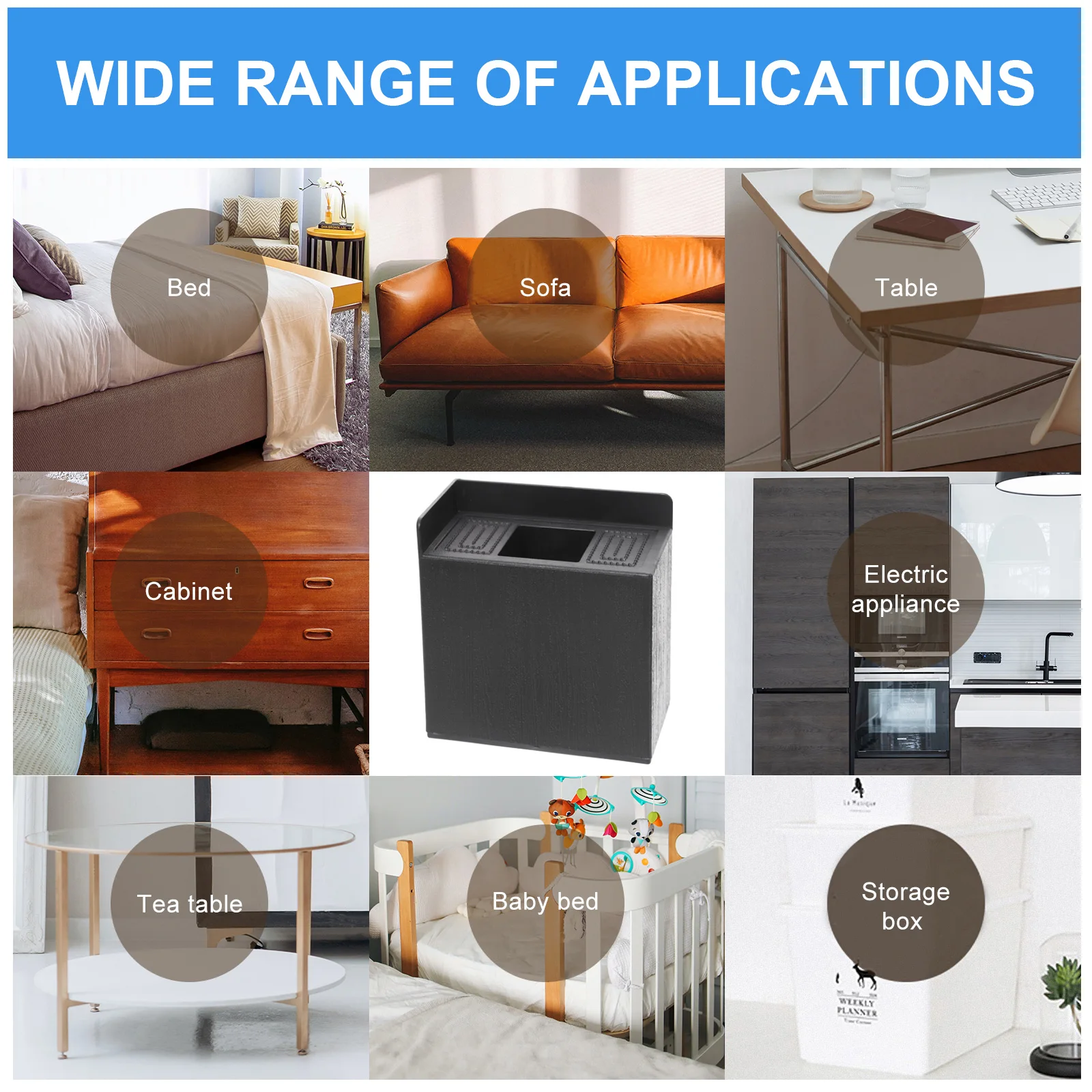 

4 Pcs Furniture Risers Heavy Duty Bed Lifts Black Blocks for Desk Sofa Table Chair Appliance Stability Durability