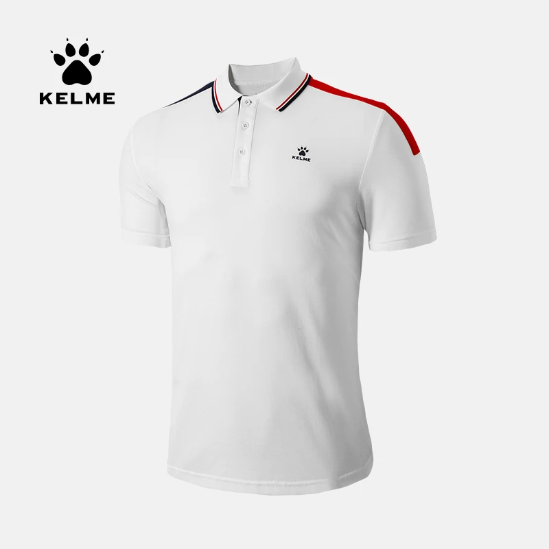 Kelme Letnia męska koszulka polo z krótkim rękawem, bawełniana, jednokolorowa, sportowa koszulka polo z kołnierzykiem polo, dopasowana koszulka na