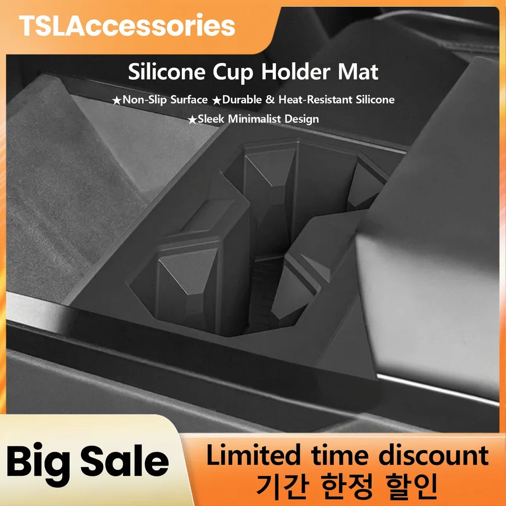 

TSLAccessories ABS Silicone Water Cup Holder Mat for Tesla Cybertruck Organizer Console & Armrest Watercup Pad Car Accessories