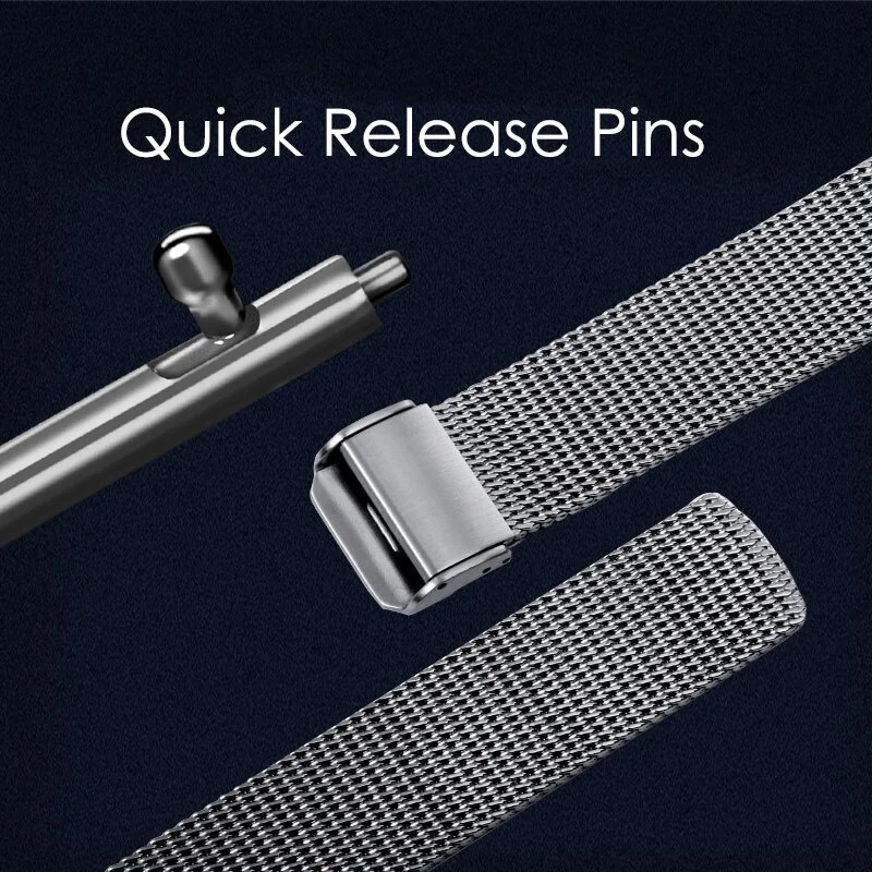 0.6 Mesh Milanese Stainless Steel Watch Strap 16mm 18mm 20mm 22mm Quick Release Metal Watch Band Universal Replacement Bracelet