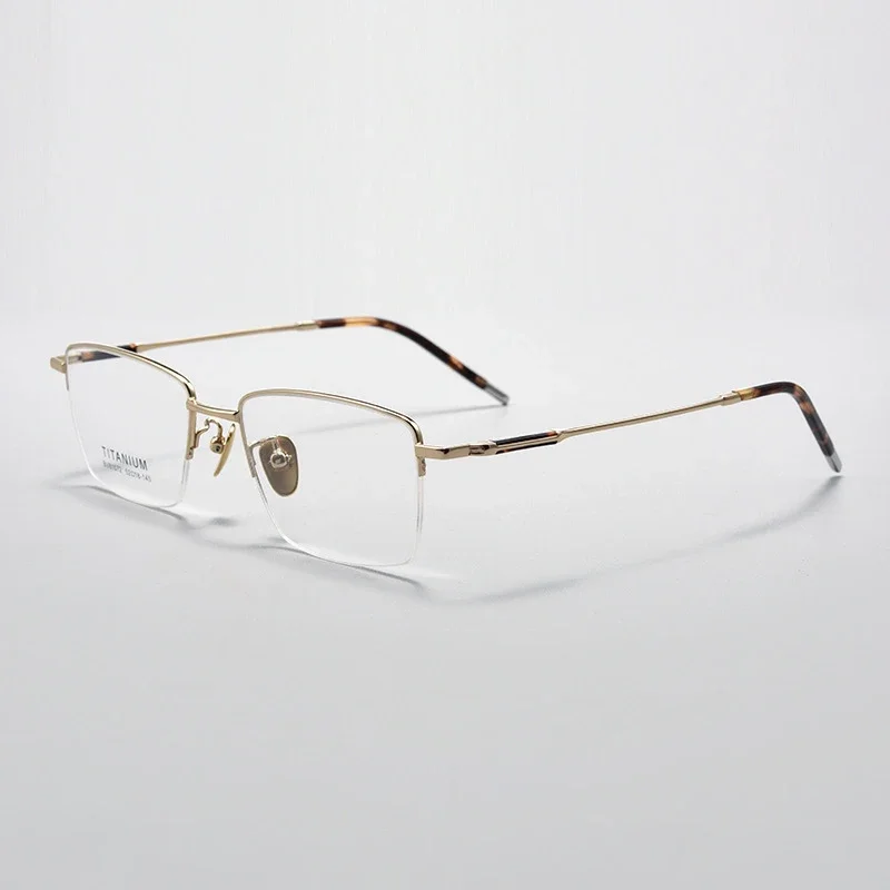 エンティティ新超軽量高品質純チタン眼鏡光学処方ハーフフレームメガネスクエアレトロカスタマイズ可能81072