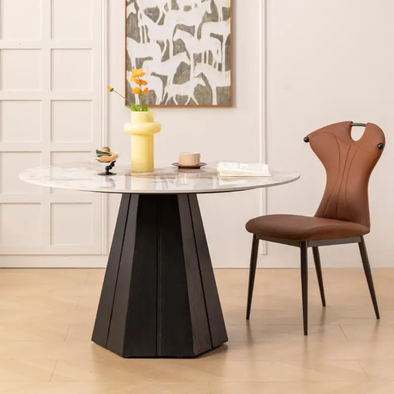 

Modern Solid Wood with Leather Upholstered Leisure Chairs Comfy Seat Luxury Dining Chair for Living Room Kitchen Restaurant