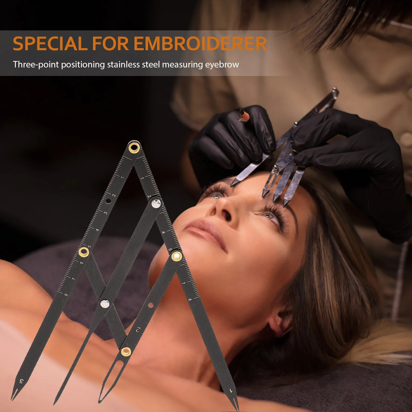 

Stainless Steel Eyebrow Ruler Microblading Tool Clear Adjustable Measuring Precision Drawing Square Lightweight Easy