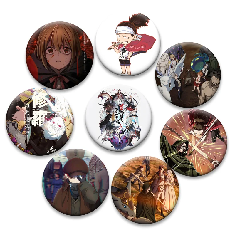Anime Ishura Brooches Snap in Design Pins Fashion Jewelry Accessories Round Cartoon Badge for Clothes Backpack Decoration Gifts