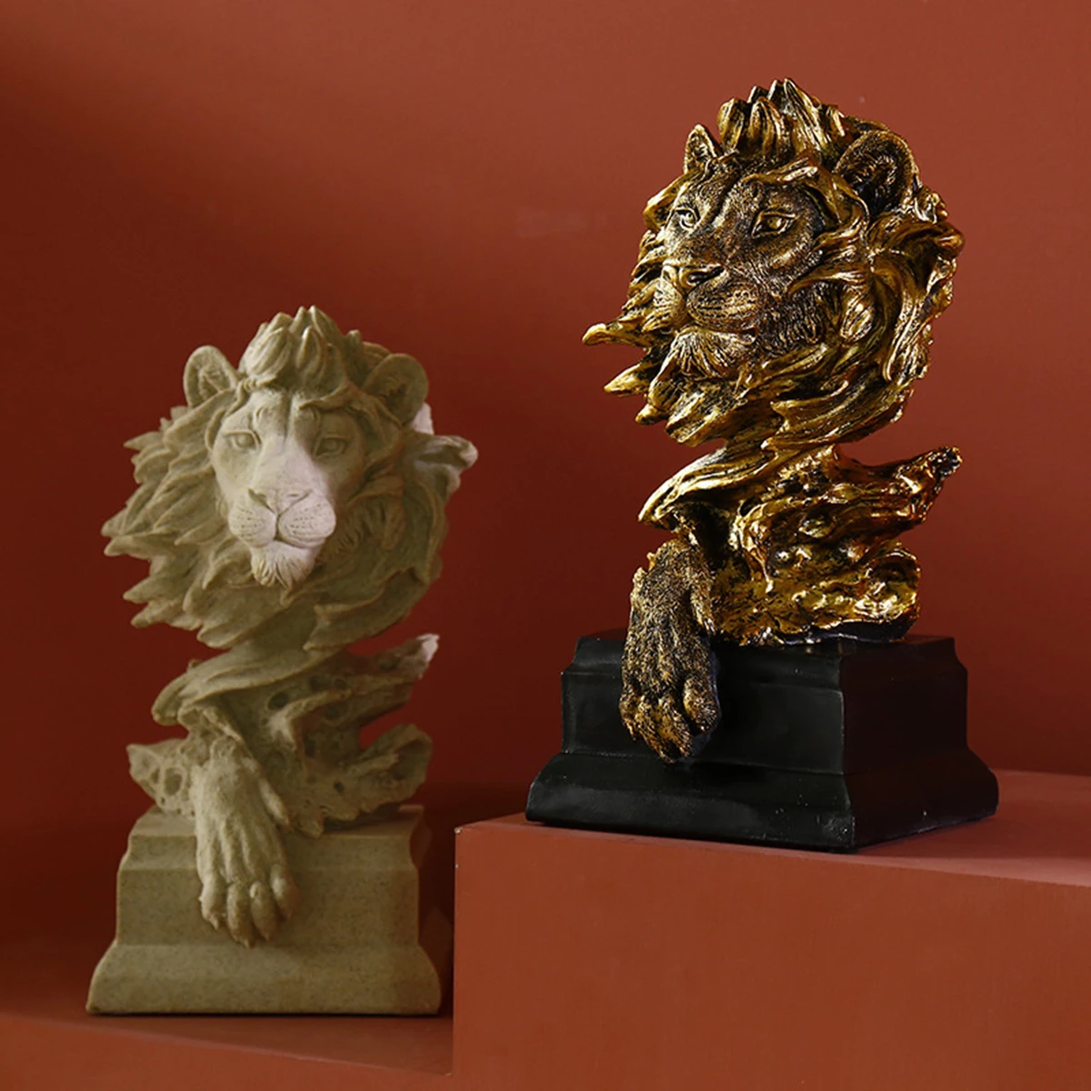 Resin King of Beasts - Lion Head Ornament, Creative Craft Decoration for Living Room Bookcase, TV Cabinet and Dining Room