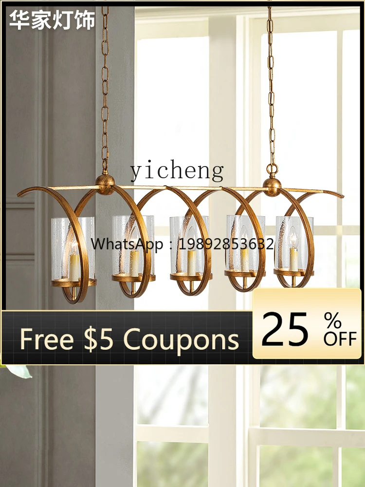 

Restaurant Long Chandelier Dining Room Dining Table Retro Creative Simple Shop Commercial Luxury