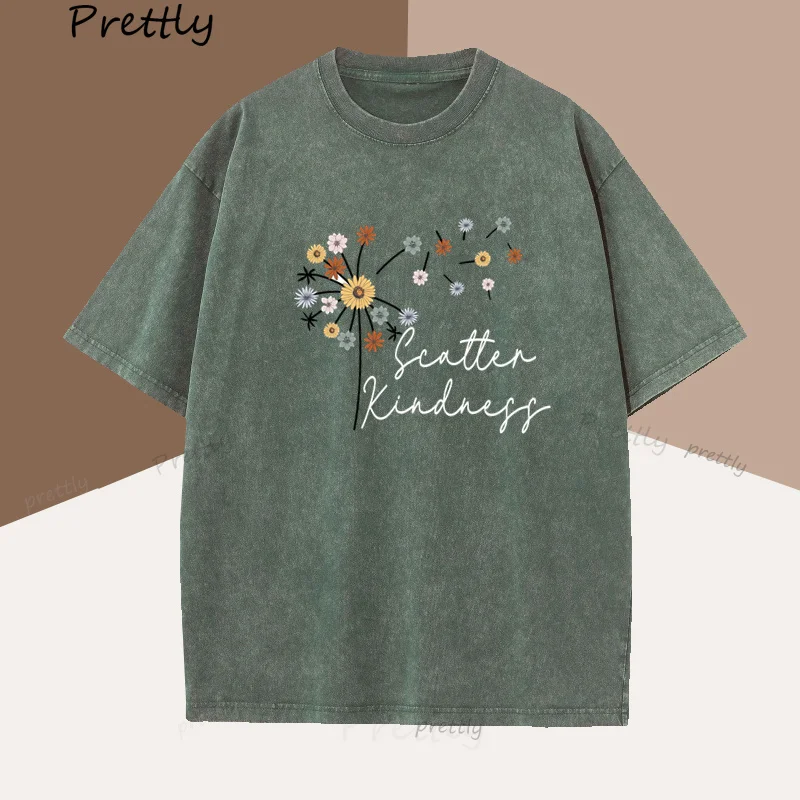 Be King Dandelion T Shirt Woman Coton Oversized Summer Wysokiej jakości koszulka z kwiatami Streetwear Harajuku Style Clothes