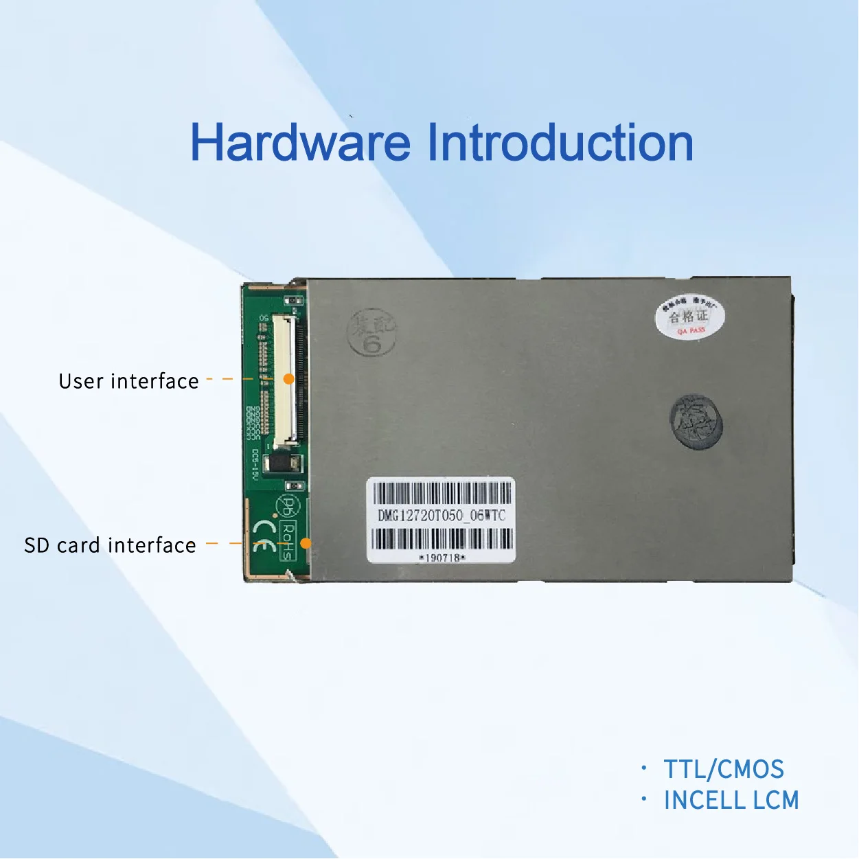 DWIN-Display LCD inteligente com dispositivo inteligente, LCM HMI, painel de toque, display, 5 polegadas, 720*1280, DMG12720T050 _ 06WTC, tela TFT UART