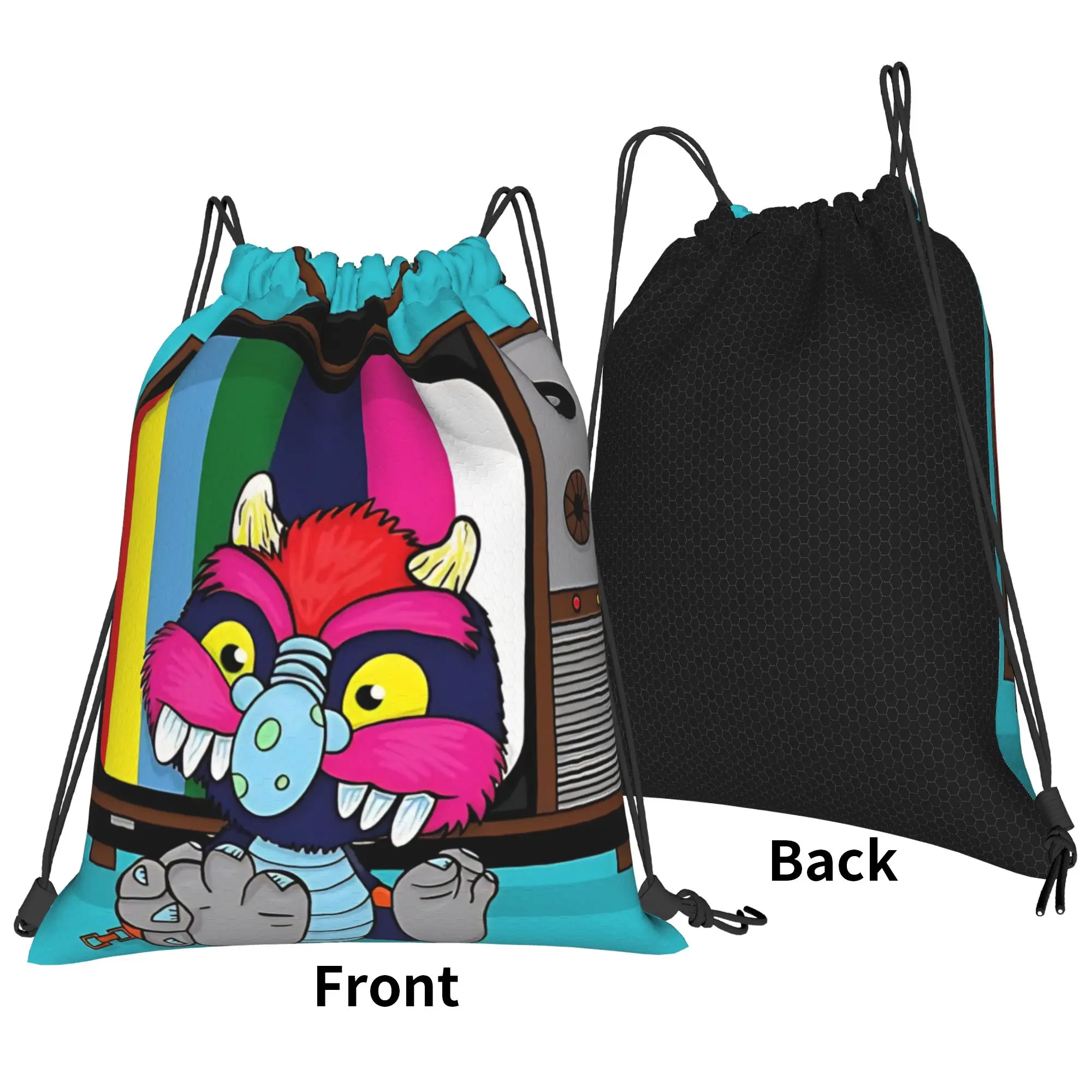 My Pet Monster Vintage Cartoon  Portable Hiking Riding Gym Drawstring Storage Sporty Backpacks