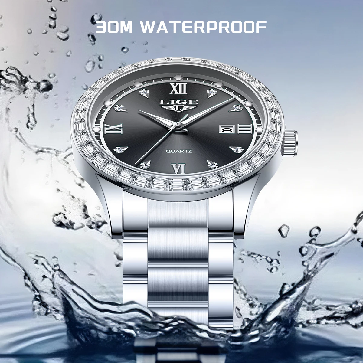 LIGE الفاخرة للجنسين ساعة 41 مللي متر الهاتفي ساعة نسائية التقويم كوارتز مضيئة مقاوم للماء ساعة رجالي موضة هدية relogios masculino