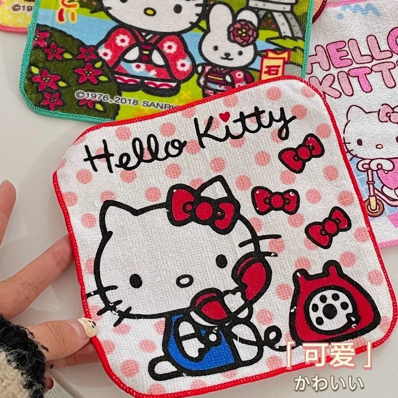 

Kawaii Sanrio Hello Kitty плюшевое квадратное полотенце 15 см серии милый портативный носовой платок кухонная салфетка для девочек праздничный подарок на день рождения