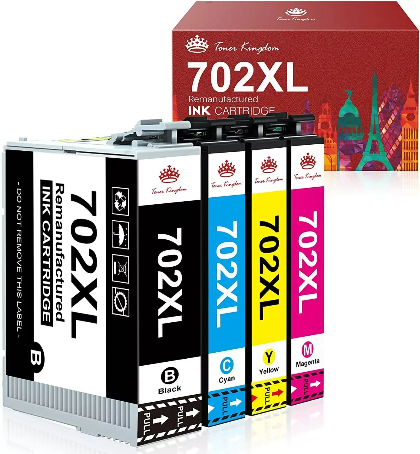 4x 702XL T702XL Ink Cartridge for Epson 702 Workforce WF-3720 WF-3730 WF-3733