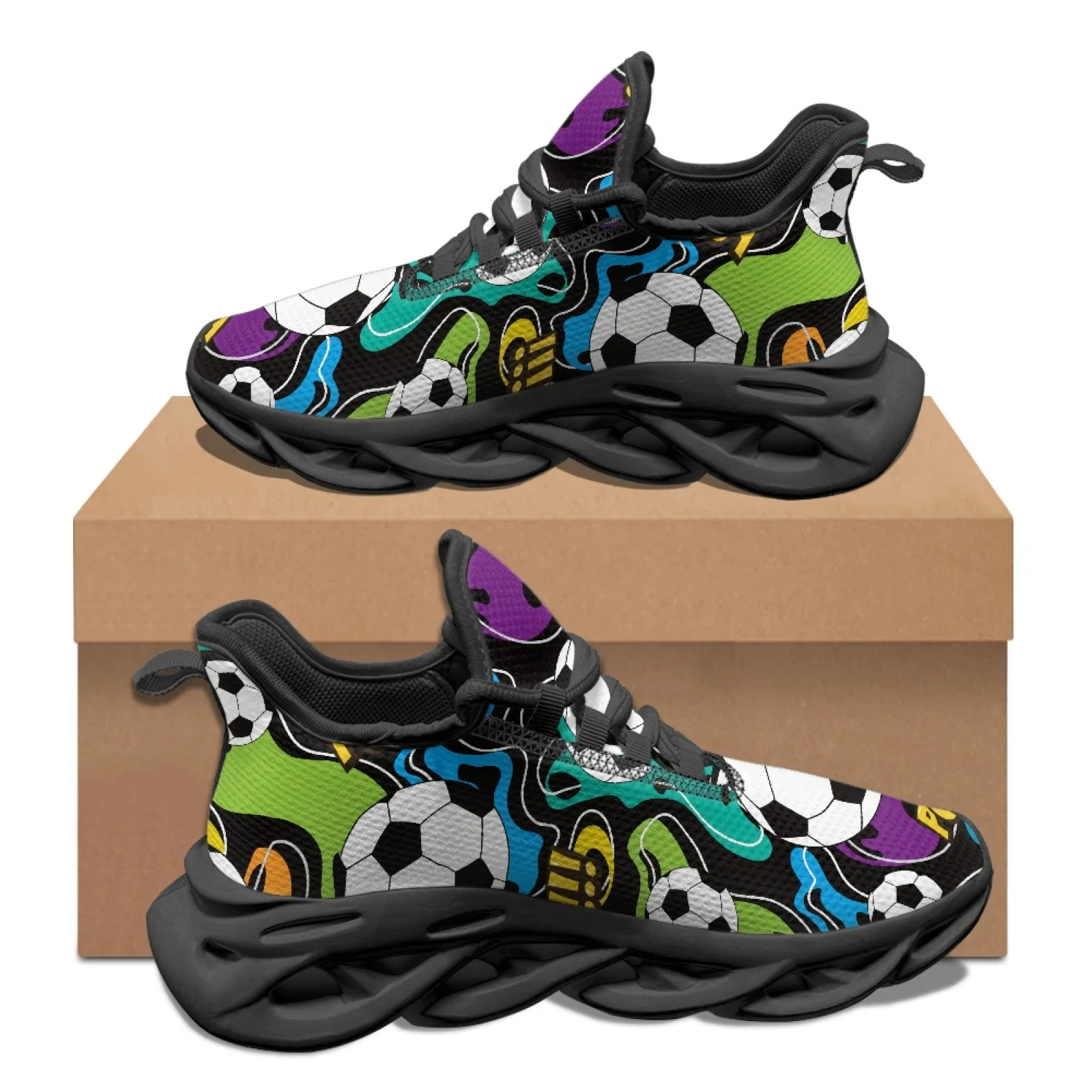 PENSTROLL Soccer Pop Art Pattern Breathable Fashion Sneakers Athletic Trainer for Men Casual Athletic Shoes