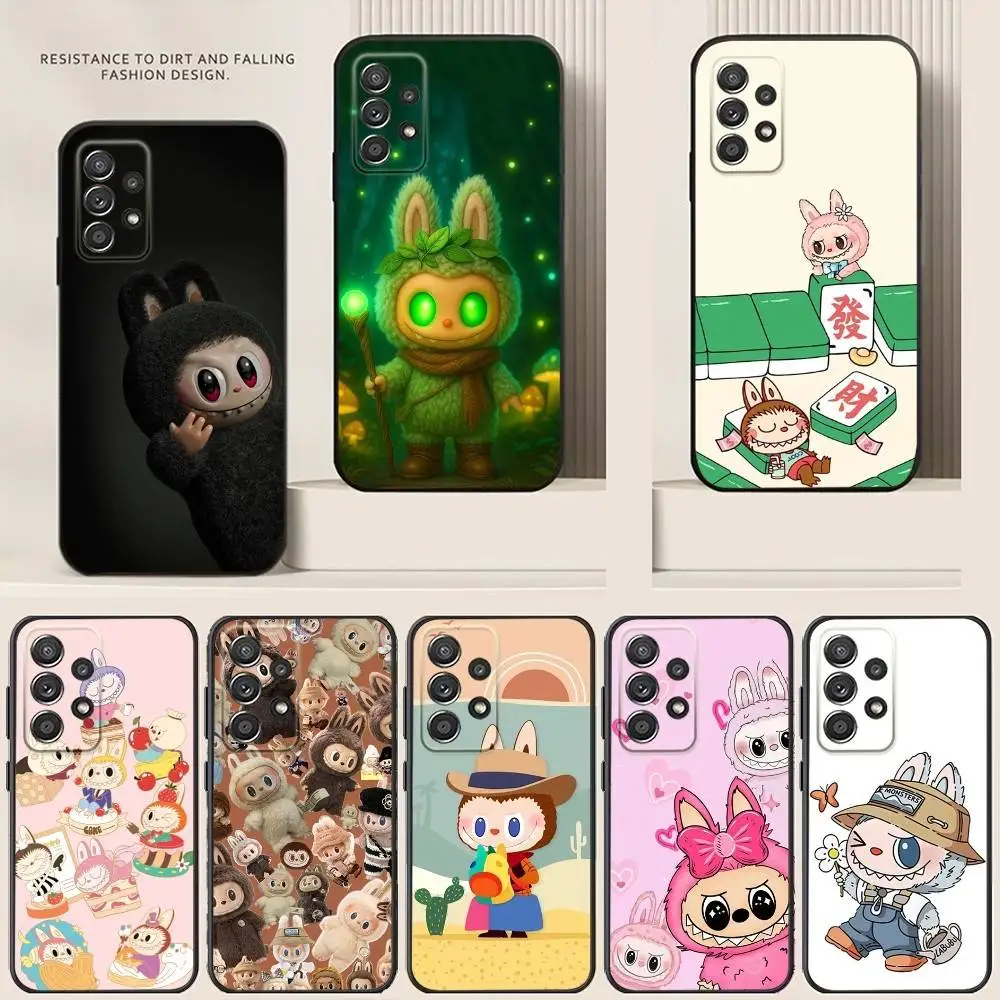 

Cute L-LabuBUS Phone Case For Samsung S24,21,22,23,30,Ultra,20,Plus,Note,10,9,Black soft silicone case