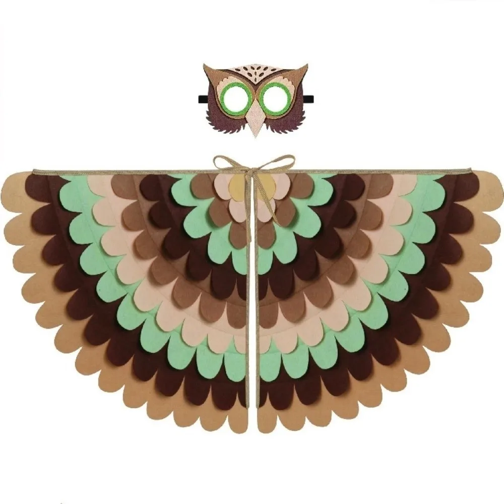 

Cute Felt Cloth Halloween Cloak with Mask Bird Wings Robe Halloween Children Costume Cosplay Owl Cape Mask Set Costume Ball