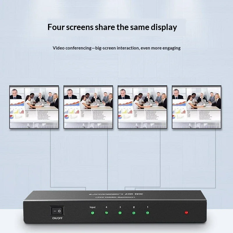 UGREEN 40202 HDMI Splitter 1 Input 4 Outputs 4K 30Hz 3D 30m Transmission Metal Housing with 5V Power Adapter
