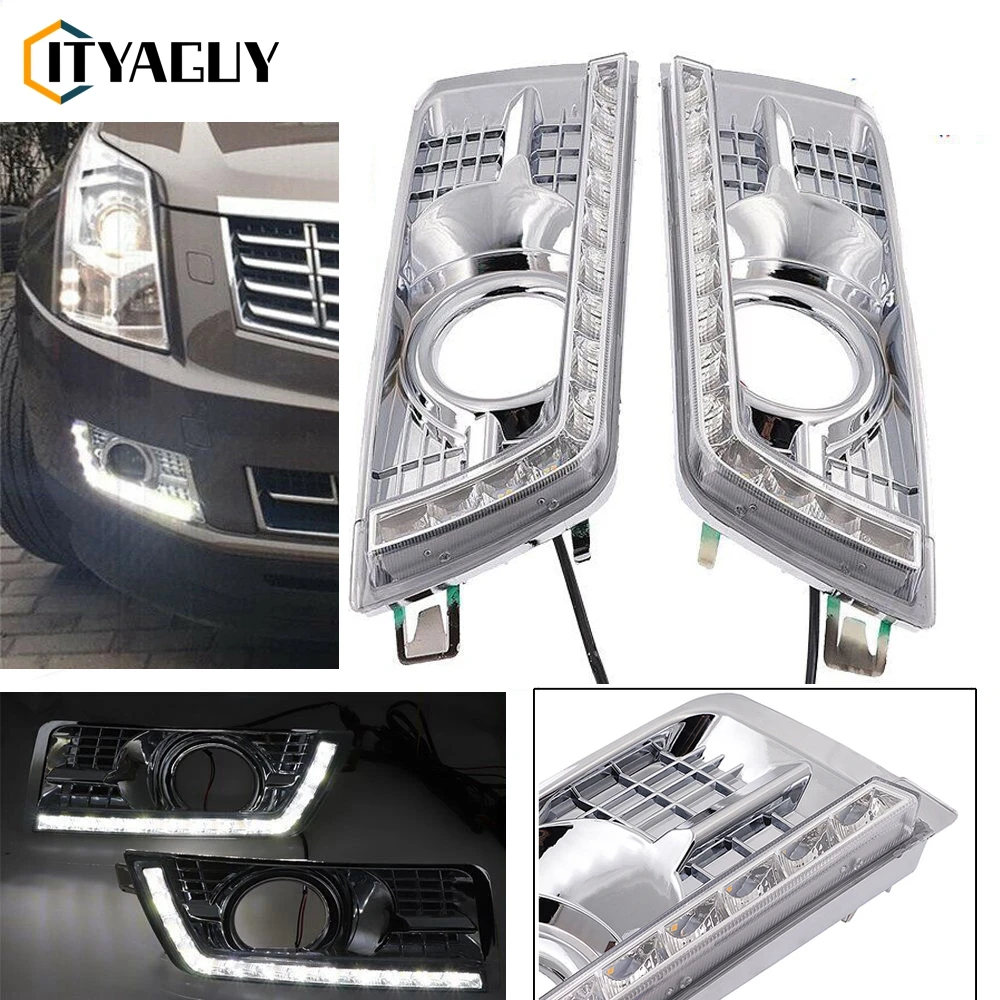 1 Pair LED Daytime Running Fog Lights DRL Lamp For Cadillac SRX SUV 2012-2017