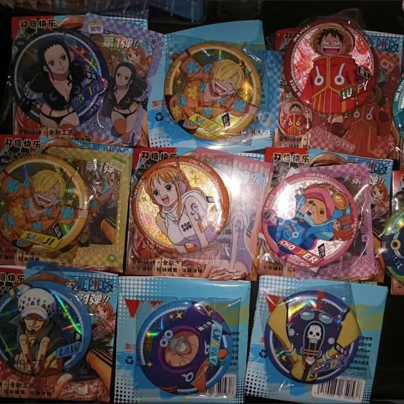 One Piece Monkey D. Luffy Roronoa Zoro Nami Surprise Blind Box Creative High Value DIY Double Flash Laser Badge Blind Draw Gift