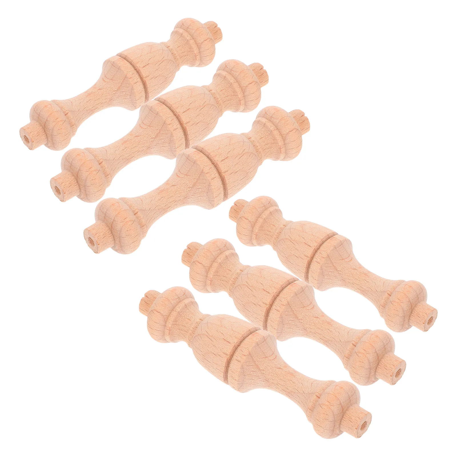 6pcs Natural Solid Wood Gourd-Shaped Spindles for Furniture Repair, Mini Roman Column Balusters, Decorative Wooden Pillars