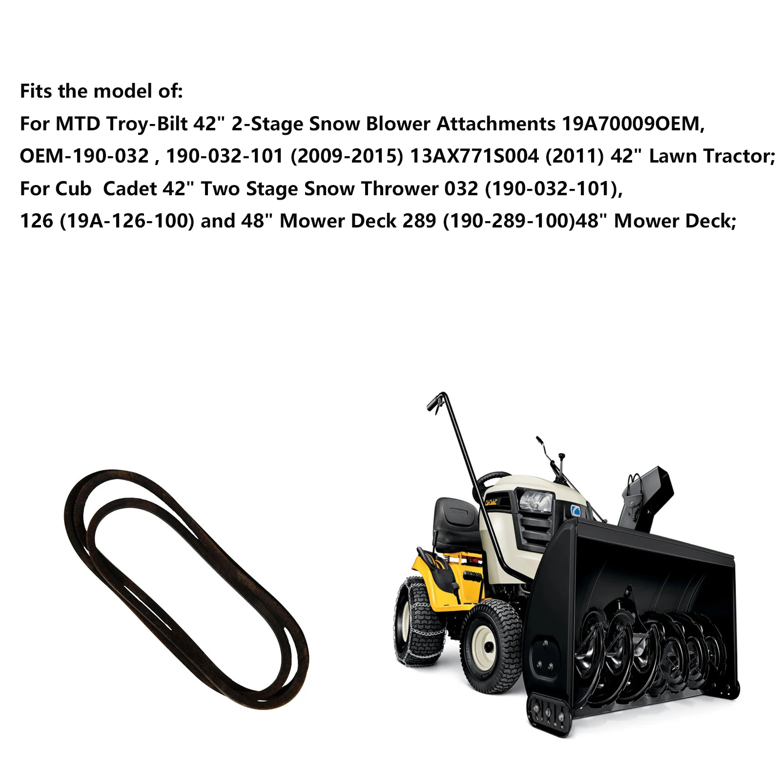 954-3053 Snow Blower Attachment Lower Drive Belt For MTD Cub Cadet 42