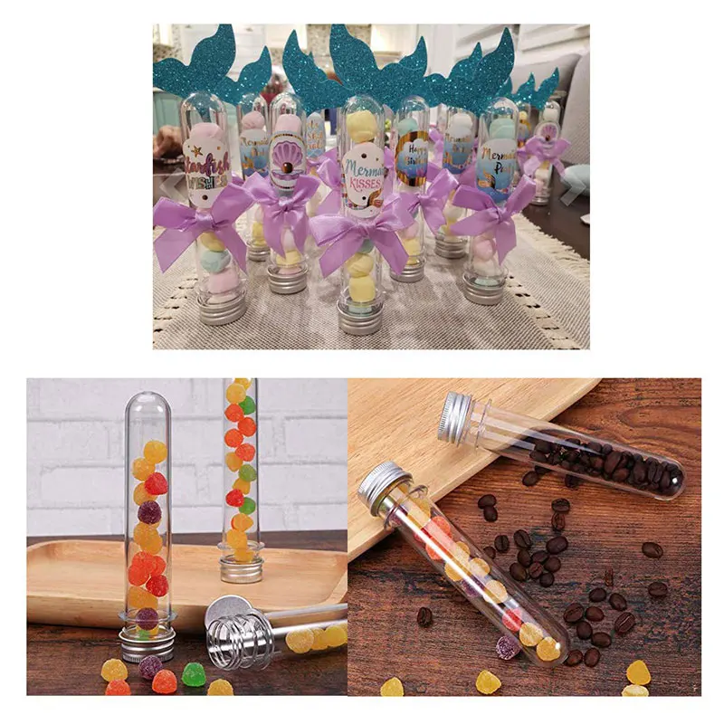 30pcs 30ml 50ml Plastic Test Tubes Clear and Transparent Candy Storage Containers with Screw Caps