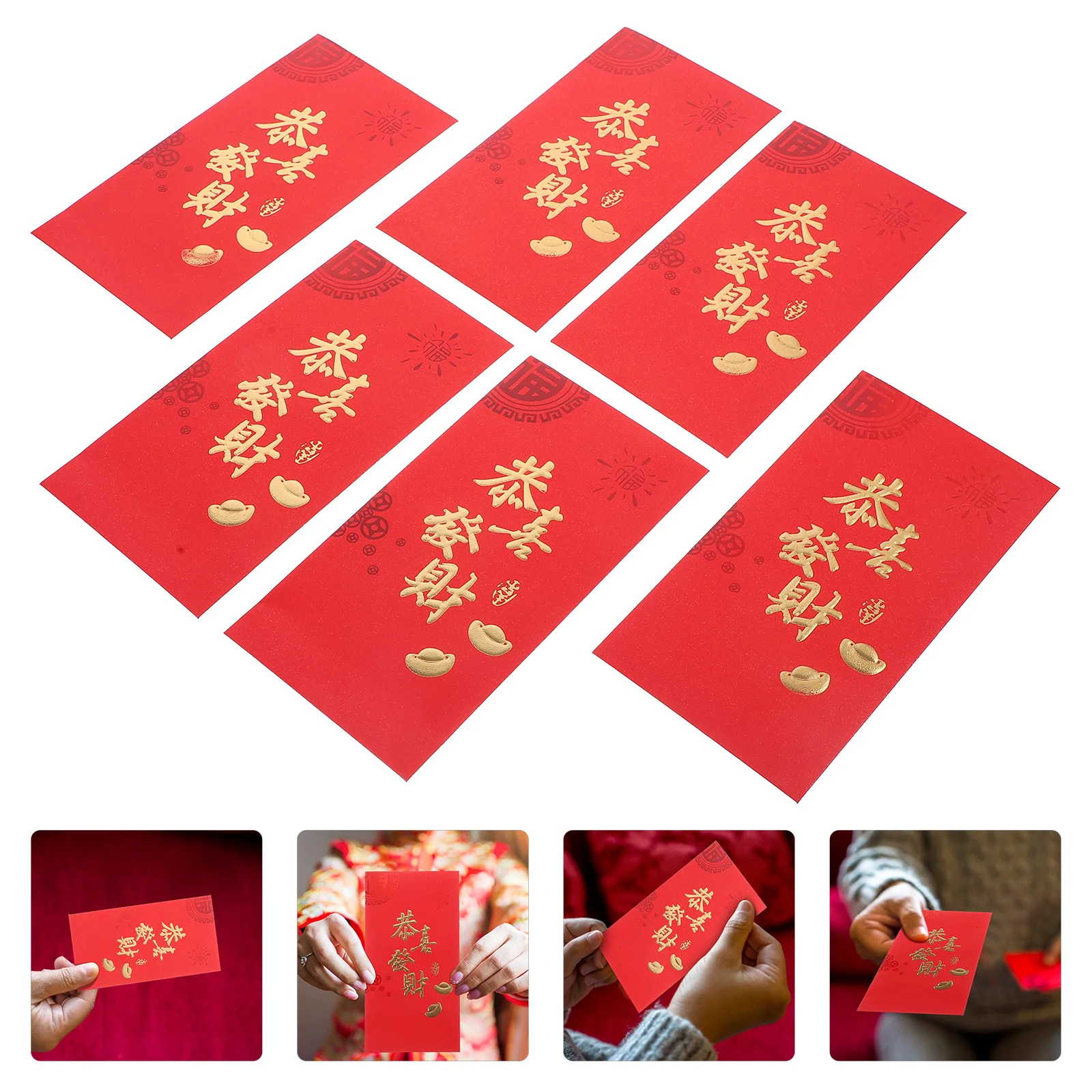 6 pçs pacote criativo 2024 dragão ano envelopes ano novo chinês malotes de dinheiro papel envelopes vermelhos para presente festival de primavera