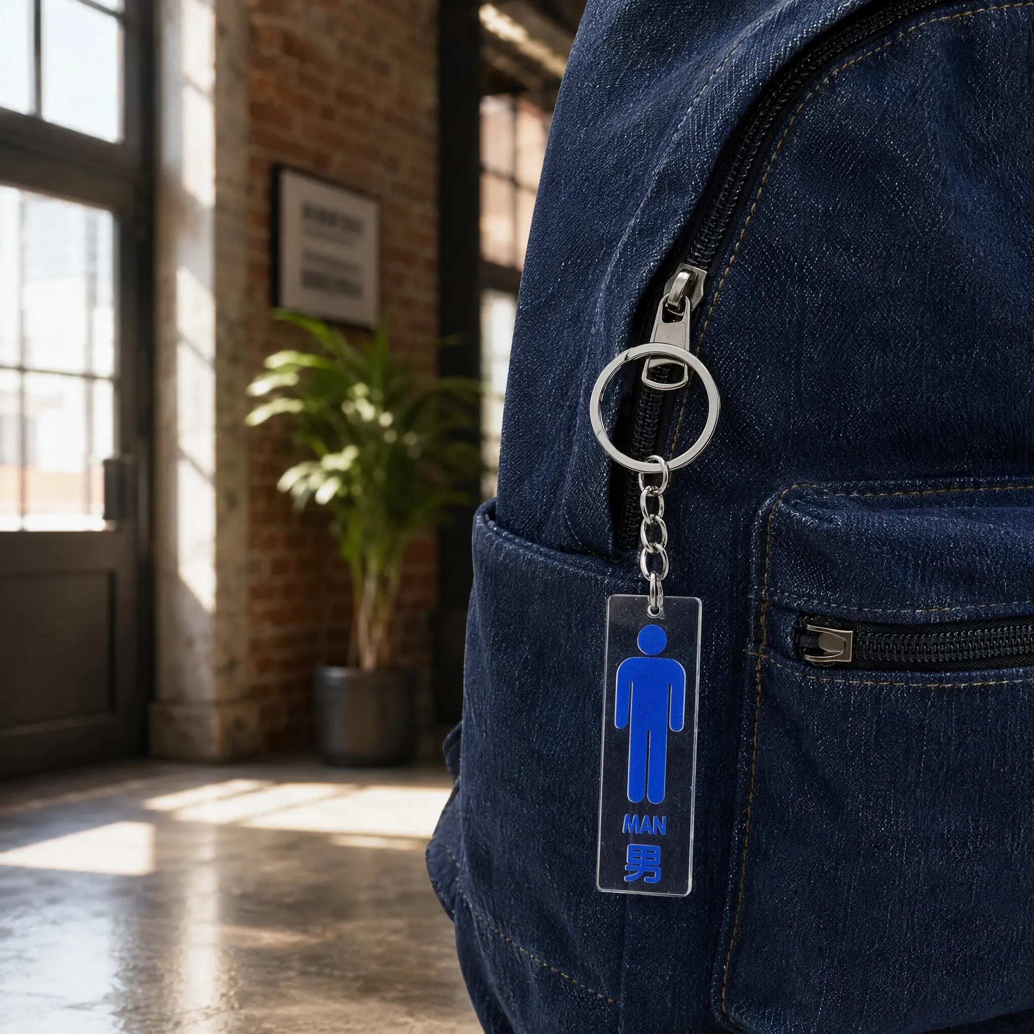 Restroom Pass Keychain Acrylic Durable Unique Design Office Bathroom Tag Key Identifier Keychain Pendant for Men