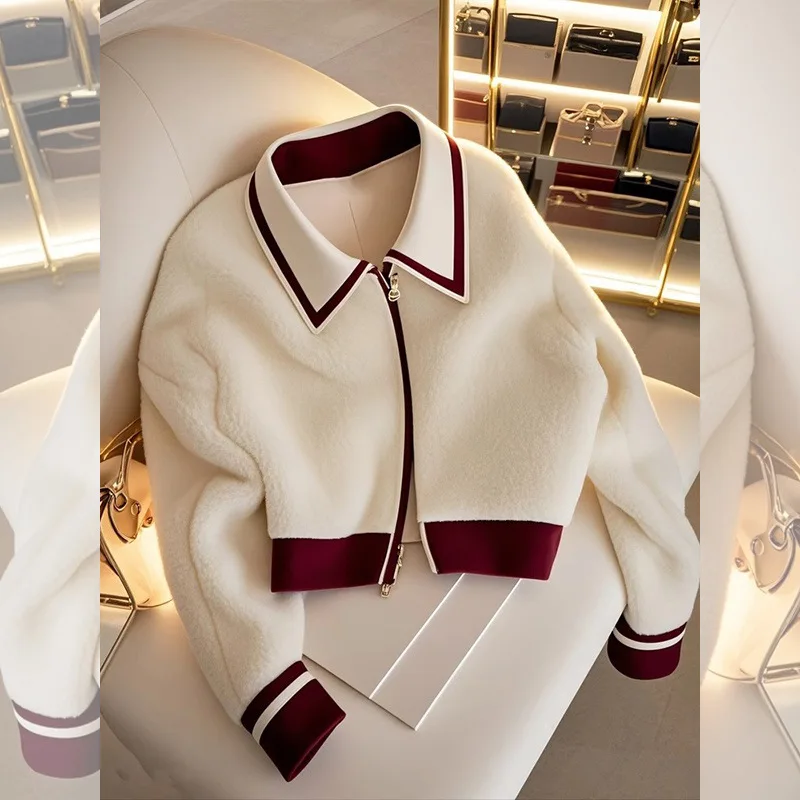 Lasel الأبيض امبسوول معطف المرأة شتاء 2025 كم طويل قمة شعبية عصرية أنيقة جاكيت زيبرا ملابس خارجية فاخرة دافئة