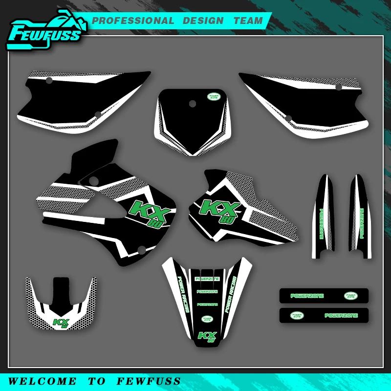 

Fewfuss For KAWASAKI KX80 KX 80 1998 1999 2000 2001-2004 Full Motorcycle Graphics Decals Stickers Background Number Name Custom