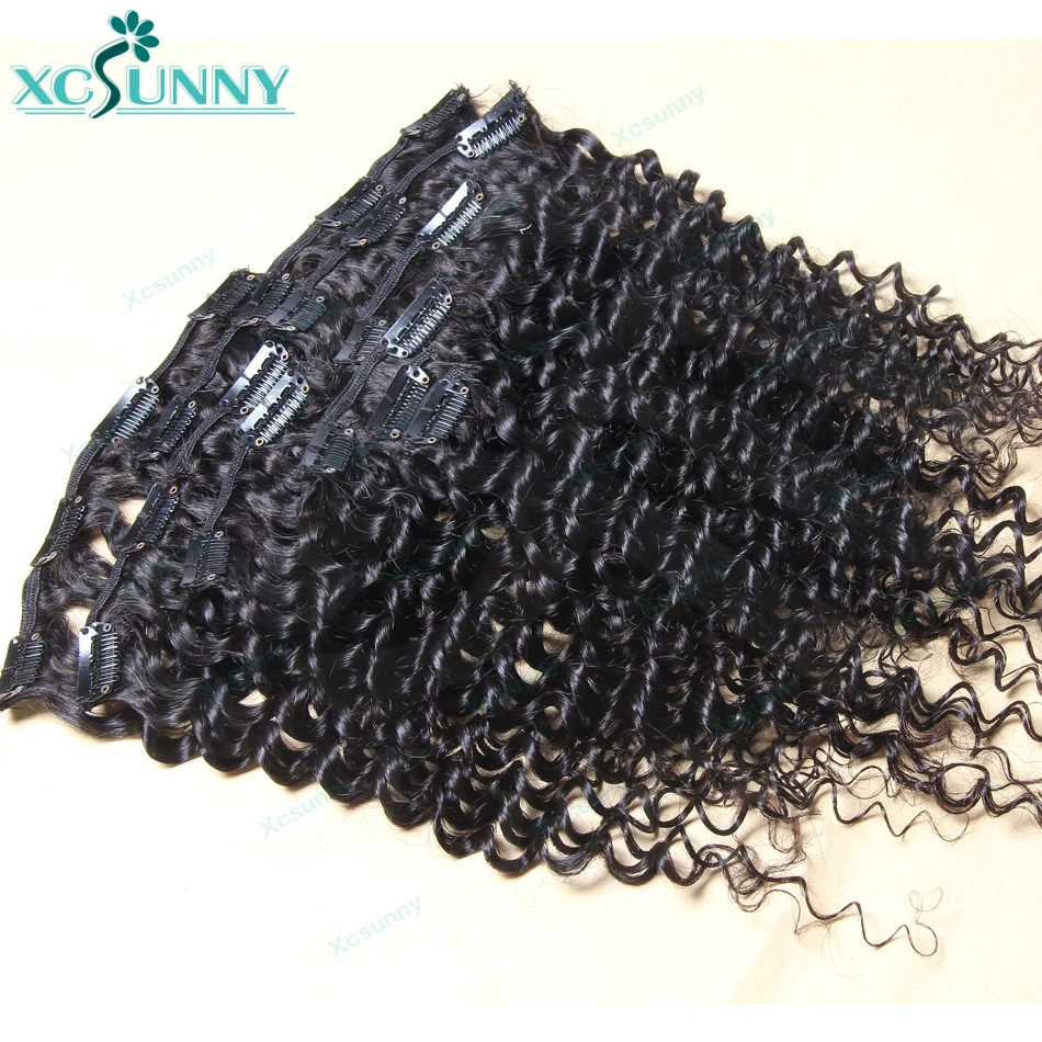 PU Clip In Hair Extensions Human Hair Loose Curly For Black Women Burmese Weft Clip Ins Extensions Curly 240g For Full Head