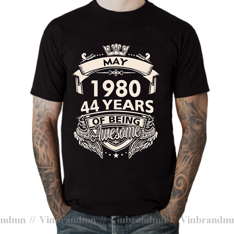 Born In 1980 November September October December January Febuary March April May June July August 44 Years Awesome Birth T Shirt