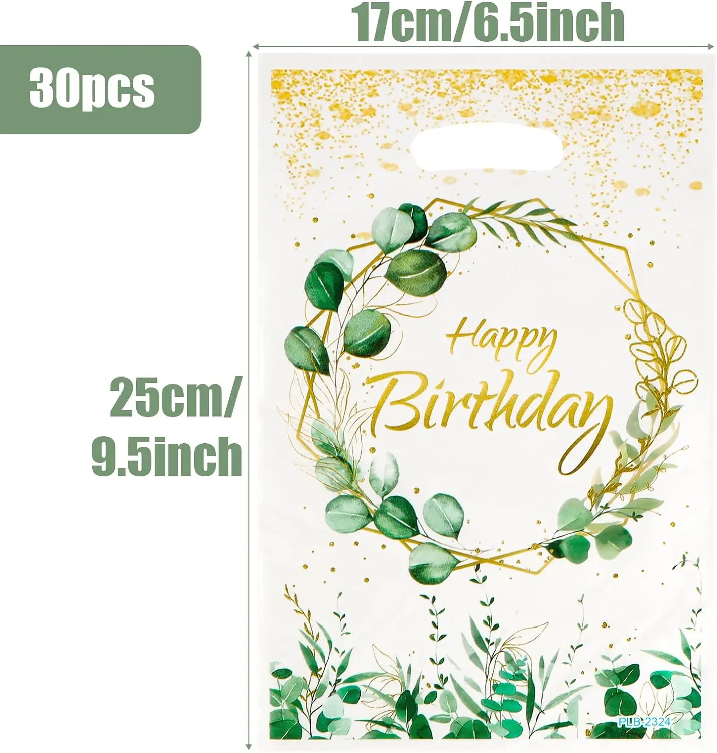 30 pcs Green Happy Birthday Party Return Gift Bags Birthday Party Favor Bags with Handle Birthday Treat Candy Bags Goodie Return