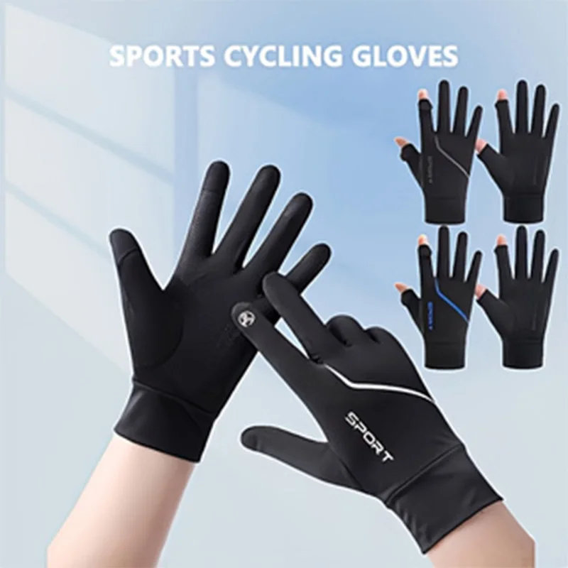 Sommer-Eisseidenhandschuhe, Anti-UV-Sonnenschutz, Vollfinger-Touchscreen-Handschuhe, rutschfest, atmungsaktiv, zum Fahren, Radfahren, dünne Handschuhe